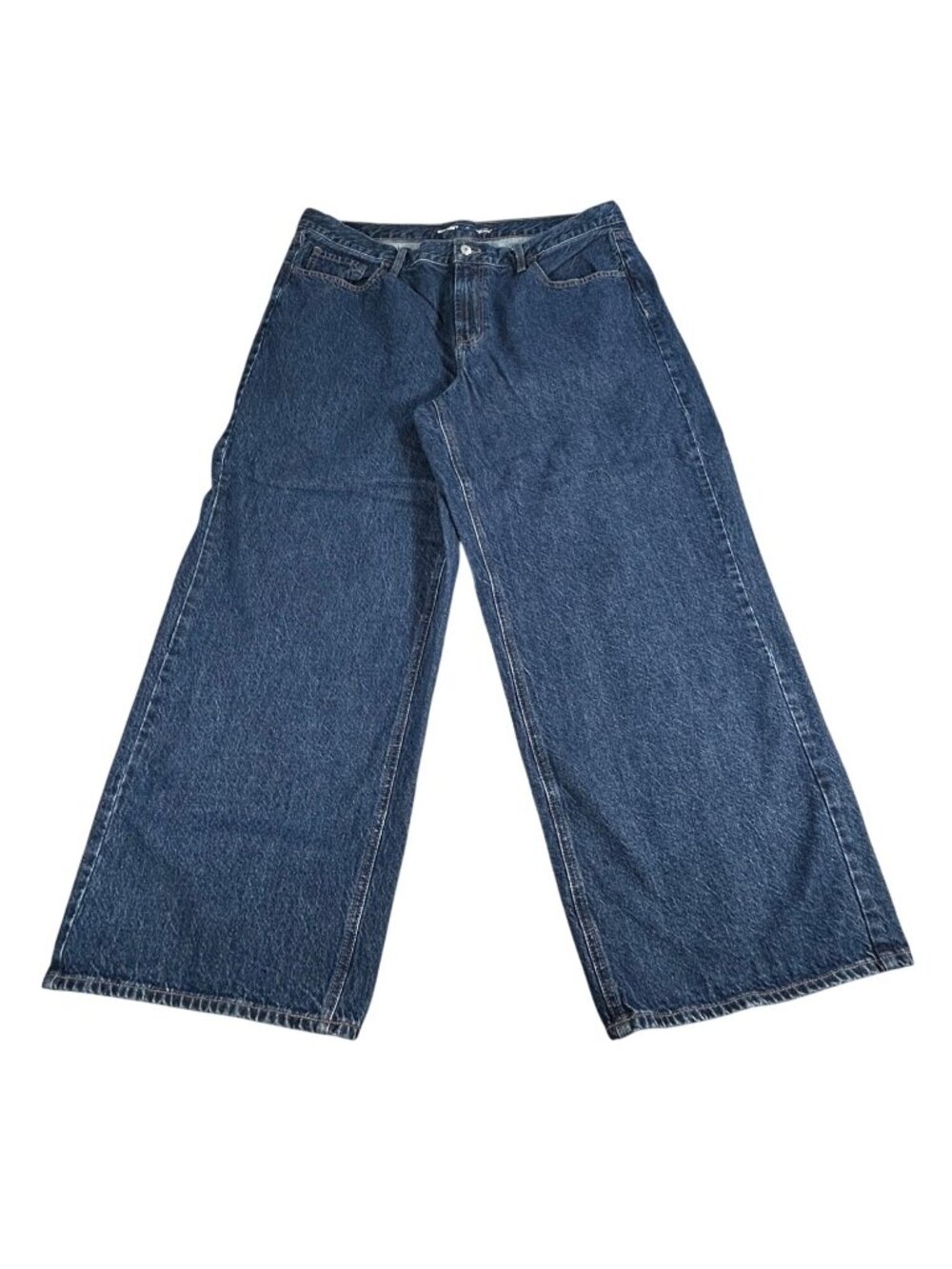 Old Navy Womens WOW Baggy Mid Rise Wide Leg Denim Jeans Sz 16 Blue Relaxed Fit